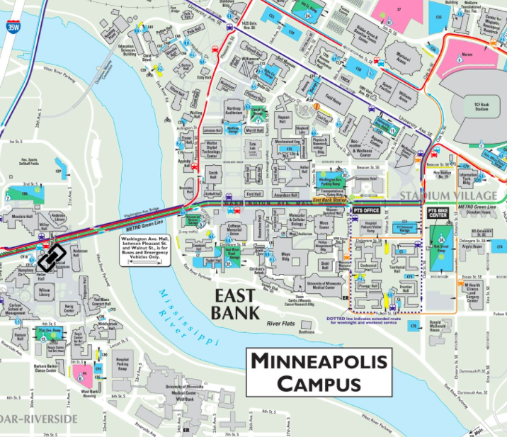 Map of the Minneapolis Campus with links to Chapters